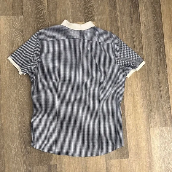 Michael Kors, Navy and White Checkered Polo Shirt - Picture 3 of 4